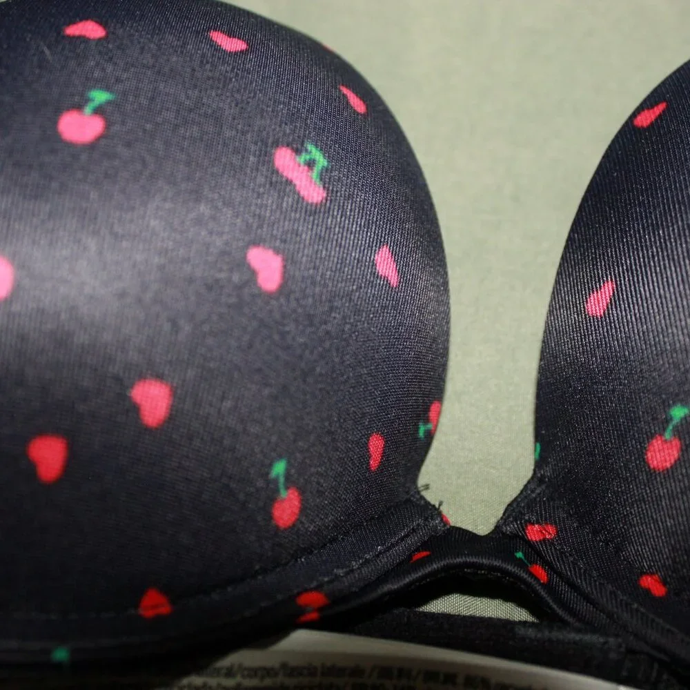 NWT Victoria's Secret PINK Wear Everywhere Black Cherry Super Push Up Bra - Picture 5 of 5